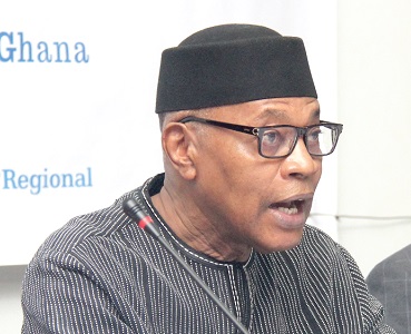 Dr Mohammed Ibn Chambas, former UN Special Representative, Secretary-General of West Africa and the Sahel, addressing the participants in the workshop. Picture: BENEDICT OBUOBI